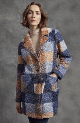 Charlie B C6141Z-707A Women's Boucle Knit Tailored Collar Coat