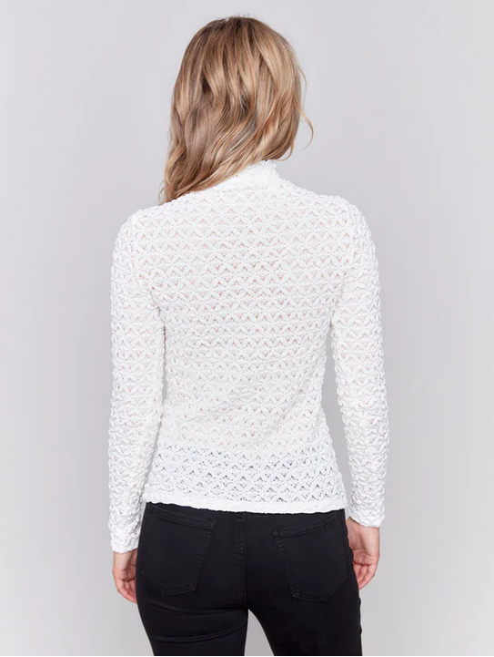Charlie B C1371-042C Women's Long Sleeve Mock Neck Knit Top