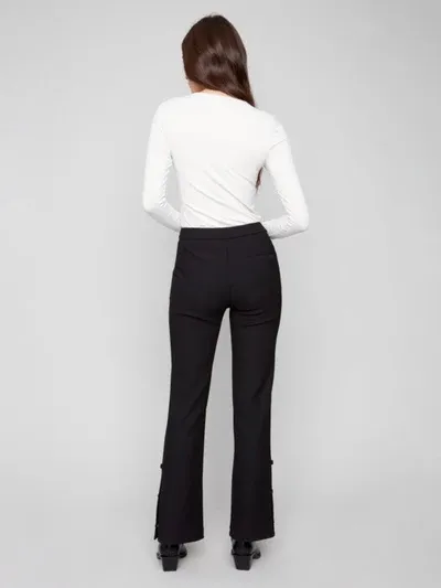 Charlie B C5682-451C Flared Crepe Dressy Pants – Black