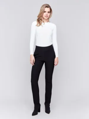 Charlie B C5578R-049C Slim Crepe Dressy Pants/BLACK