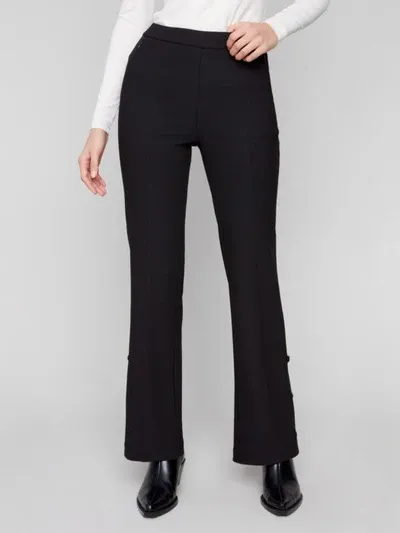 Charlie B C5682-451C Flared Crepe Dressy Pants – Black