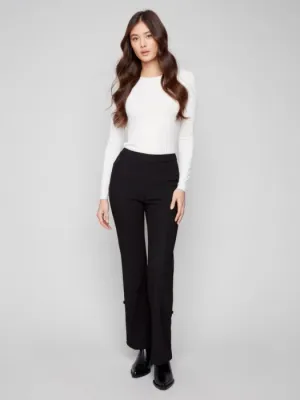 Charlie B C5682-451C Flared Crepe Dressy Pants/BLACK