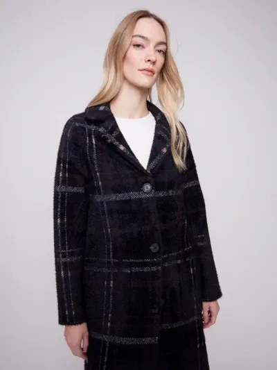 Charlie B C6326R-950B Women's Knit Faux Fur Long Coat