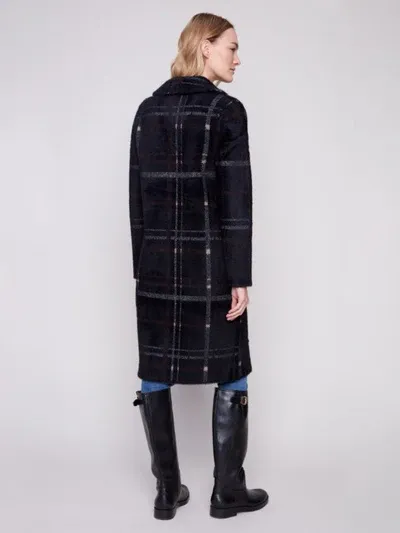 Charlie B C6326R-950B Women's Knit Faux Fur Long Coat
