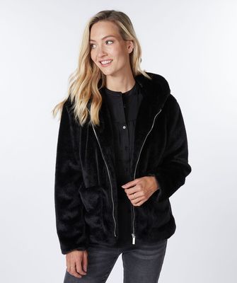 Esqualo F25.37504 Women's Zip-Up Fur Coat/