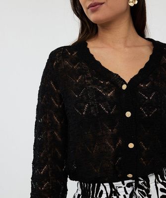 Esqualo F25.02506 Women's Pattern Button Up Cardigan/