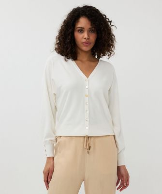 Esqualo F25.02538 Women's Knit Button-Up V-Neck Cardigan/