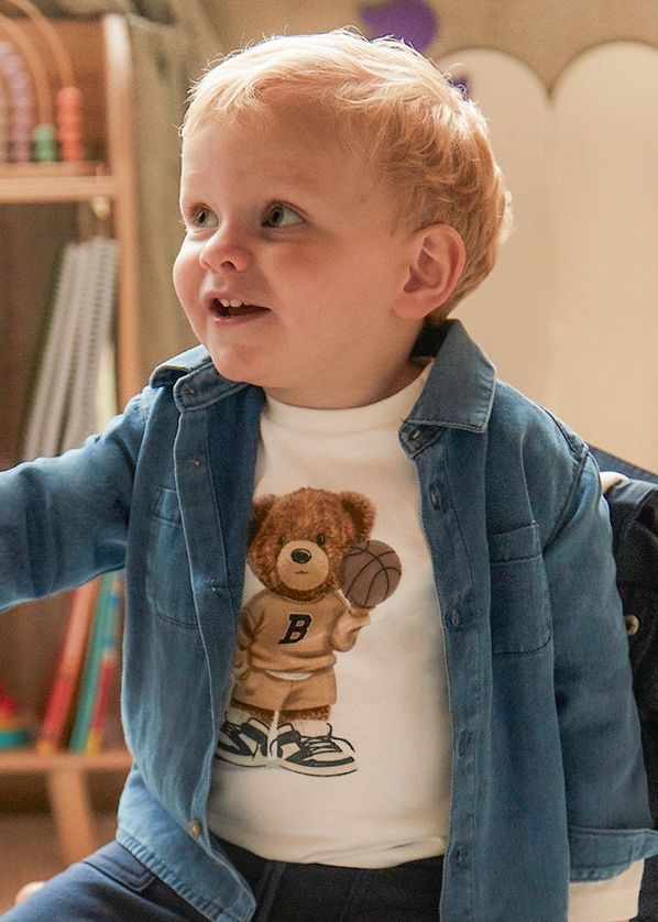 Mayoral 2058 Baby Boy's Long Sleeve Bear&Basketball T-Shirt