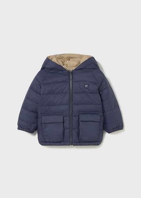 Mayoral 2420 Boy's Junior Reversible Bear Coat/AZUL