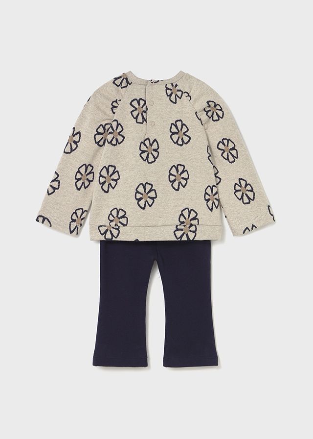Mayoral 2742 Girl's Junior Long Sleeve Flower Sweater & Leggings Set 2PC – Marino