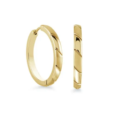 Italgem SEA370 Gold-IP S.Steel 25mm Brushed Polished Huggie Hoop Earrings