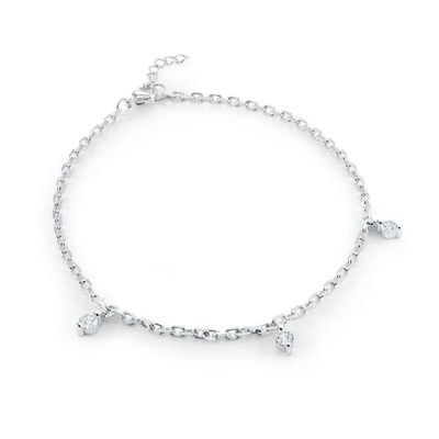 Italgem SWN90 9 + 1 Silver Ip S Steel White Cz Drop Oval Link Bracelet