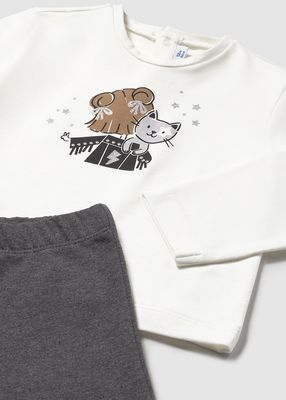 Mayoral 2842 Baby Girl's LS T-Shirt, Hoodie & Jogger Tracksuit Set 3PC/ PLOMO VIG