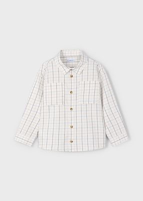 Mayoral 4128 Boy's Checkered L/S Button Up Shirt/