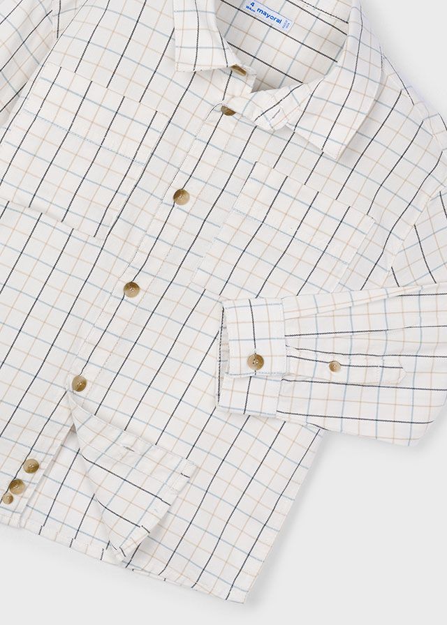 Mayoral 4128 Boy's Checkered Long Sleeve Button Up Shirt