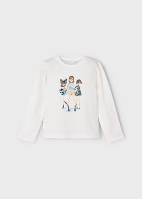 Mayoral 4011-4224 Girl's Junior Long Sleeve Top & Tweed Shorts Set 2PC