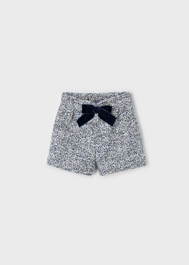 Mayoral 4011-4224 Girl's Junior Long Sleeve Top & Tweed Shorts Set 2PC