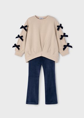 Mayoral 4725 Girl's L/s Pullover & Velvet Leggings-2pc Set
