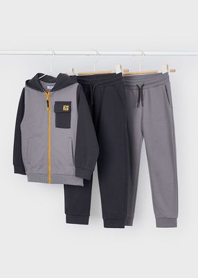 Mayoral 4808 Boy's Zip-Up Hoodie & Double Joggers- 3pc Set/