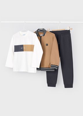 Mayoral 4810 Boy's Jacket/Long Sleeve T-Shirt/Jogger-3pc Tracksuit Set
