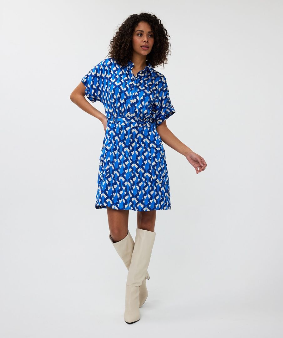 Esqualo SP25.14016 Geo Print Tie Waist Dress