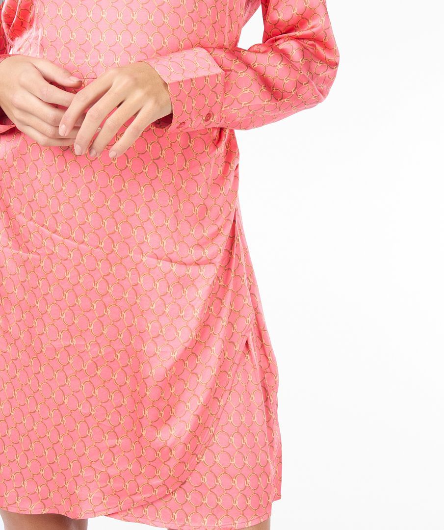 Esqualo SP24.14000 Women's Long Sleeve Satin Chain Link Dress