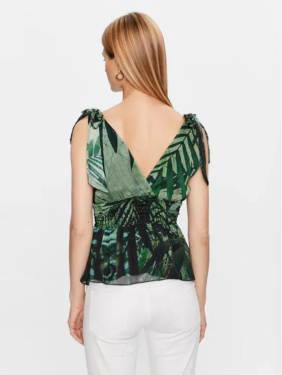 Guess W3GH92WE550 Women’s SL Roxan Top – Rainforest