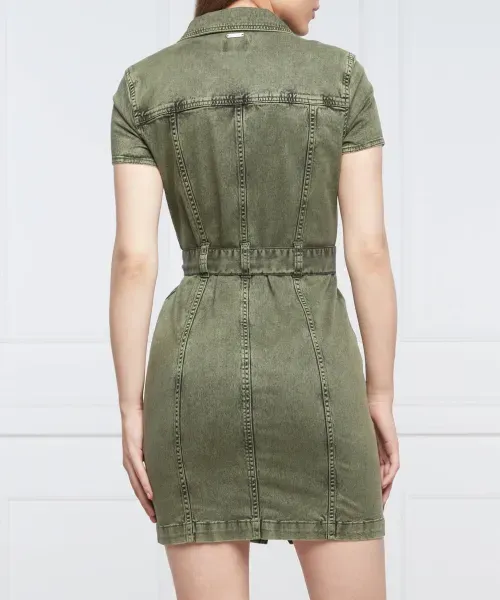 Guess W2GK82D4LT1 Women's Short Sleeve Stella Dress – Leaf Green Wash