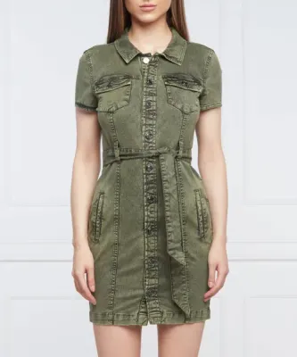Guess W2GK82D4LT1 Women's SS Stella Dress/ LEAF GREEN WASH