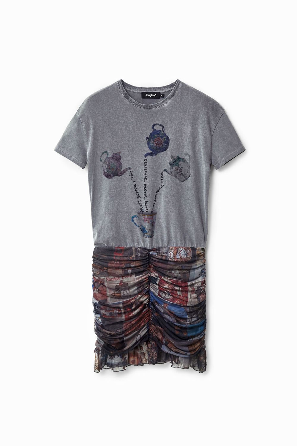 Desigual 22WWVK68/2022 Women's Short Sleeve Post Dress – Gray Rental