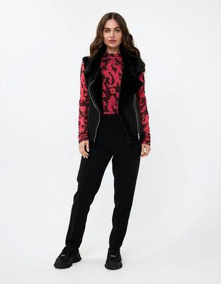 Esqualo F25.37502 Women's Fur Vest Zip-Up Jacket/
