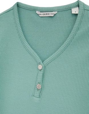 Guess J5YI49KBC02 Girl's Youth SS Eco Viscose Rib T-Shirt/VITAL GREEN