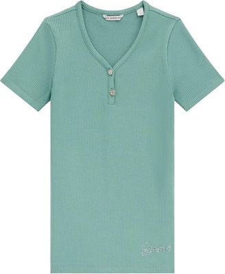 Guess J5YI49KBC02 Girl's Youth SS Eco Viscose Rib T-Shirt/VITAL GREEN