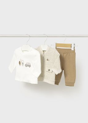 Mayoral 2622 Baby Boy's LS T-Shirt, Zip Sweater & Pants Tracksuit Set 3PC/TOFFE