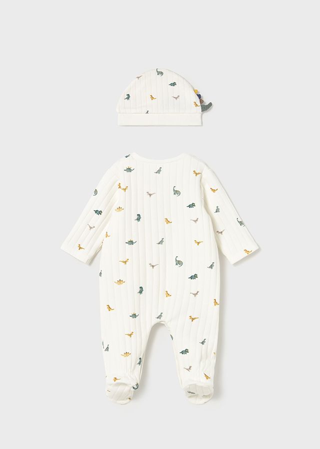 Mayoral 2717 Baby Boy's Long Sleeve Dinosaur Dungaree & Hat Set 2PC – Off-White