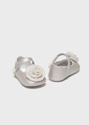 Mayoral 9960 Baby Girl's Floral Mary Jane Velcro Shoes/PERLA