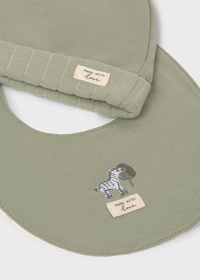 Mayoral 9979 Unisex Baby's Long Sleeve Tree Print Onesie, Hat & Bib Set 3PC
