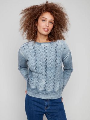 Charlie B C2920-403C Women's LS Soft Crew Neck Sweater/