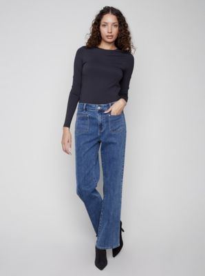 Charlie B C5687-431A Flared Stretch Denim Jeans/INDIGO