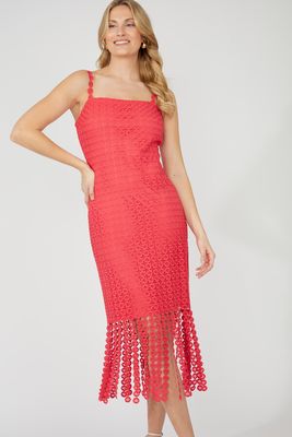 Frank Lyman 251519 Knit Circle Cutout Dress w/Straps / FUCHSIA