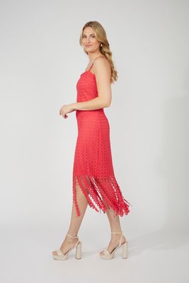 Frank Lyman 251519 Knit Circle Cutout Dress w/Straps / FUCHSIA