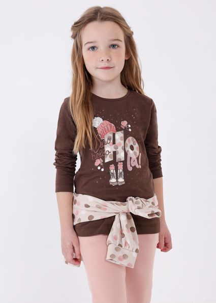 Mayoral 4015 Girl's Long Sleeve Basic T-Shirt