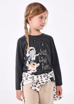 Mayoral 4015 Girl's Long Sleeve Basic T-Shirt