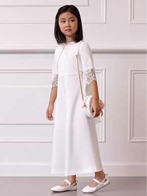 Abel & Lula 5258 Girl's SL Jumpsuit & Embroidered Jacket Set 2PC/