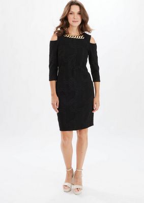 Frank Lyman 233364 Women's 3/4 Slv Chain Print Dress/ BLACK