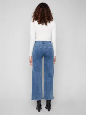Charlie B C5630/443C Women's Wide Leg Stretch Jeans w/ Embossed Hearts/