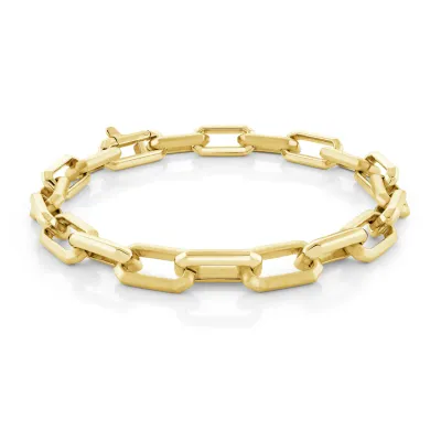 Italgem SMB811-GO Women's Gold-IP S.Steel Polished 7mm Round Link Bracelet