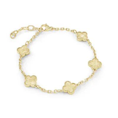 Italgem SWB258-GO Women's Gold-IP S.Steel 9mm Lucky Clover Link Bracelet/ 6.5+1"