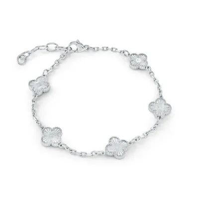 Italgem SWB258 Women's S.Steel 9mm Lucky Clover Link Bracelet/ 6.5+1"