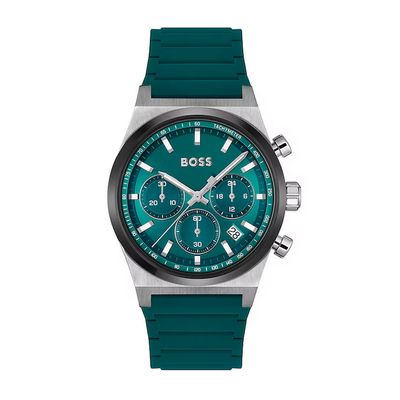 BOSS 1514244 Men's Hugo Boss Candor Green Dial & Silicone Strap Chronograph Watch